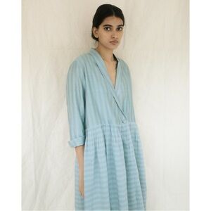 Elegant Blue Striped Midi Dress